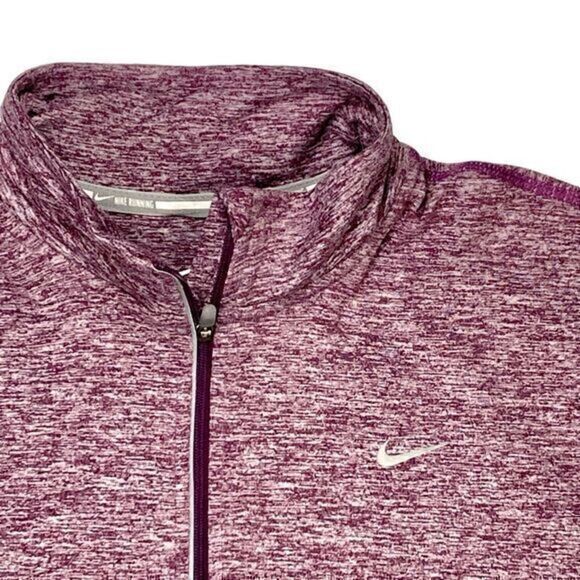 Nike Dri-Fit Track Jacket Womens L Burgundy Quarter Zip Athletic Running Pull On - Picture 7 of 16